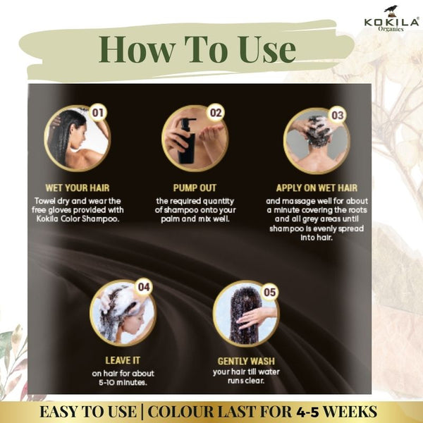 Kokila NO PPD Shampoo Hair Colour - Natural Brown 400ml for Women and Men