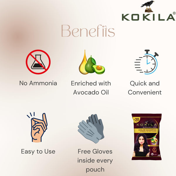 Kokila Unisex Hair Color Shampoo Enriched With Almond Oil in Just 5 Minute, Long-Lasting Instant Hair Color (Burgundy)