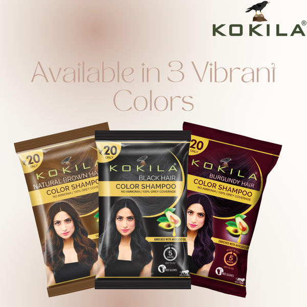 Kokila Unisex Hair Color Shampoo Enriched With Almond Oil in Just 5 Minute, Long-Lasting Instant Hair Color (Burgundy)