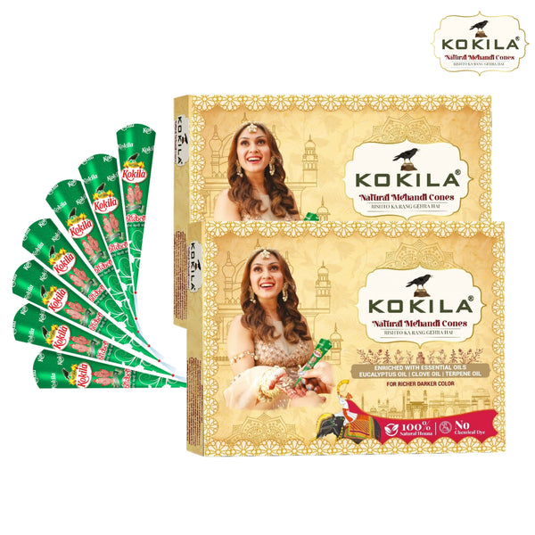 Kokila Natural Mehandi Cones - 2 Box (24 Cones - 25g Each Cone)