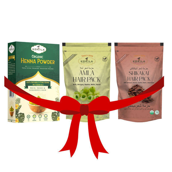 Kokila Pure & Natural -Amla, Shikakai & Henna Powder for Hair (200G Each) - Strengthening, Nourish, Conditioner & Cleanser