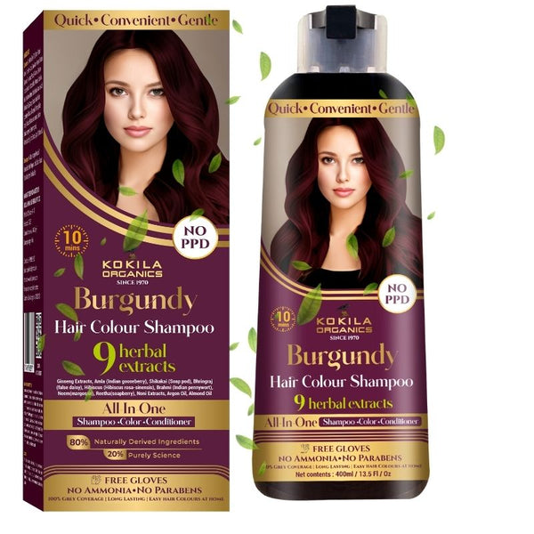 Kokila NO PPD Shampoo Hair Colour - Burgundy 400ml for Women and Men