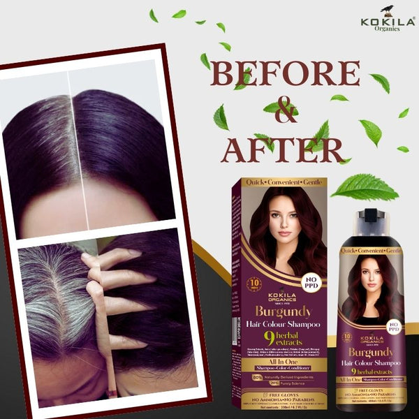 Kokila NO PPD Shampoo Hair Colour - Burgundy 400ml for Women and Men