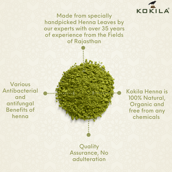 Kokila 100% Organic Natural conditioning Henna/Mehandi Powder, No chemicals, Combat Dandruff - 400gm