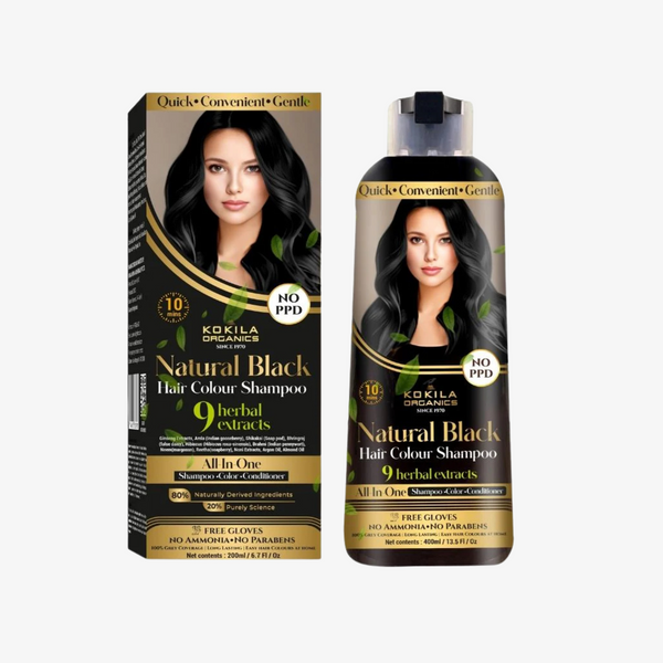 Kokila NO PPD Shampoo Hair Colour - Natural Black 400ml for Women and Men