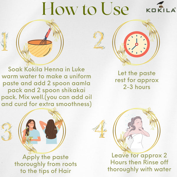 Kokila Pure & Natural -Amla, Shikakai & Henna Powder for Hair (200G Each) - Strengthening, Nourish, Conditioner & Cleanser