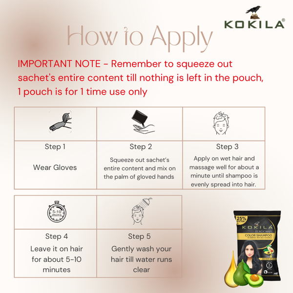 Kokila Unisex Hair Color Shampoo Enriched With Almond Oil in Just 5 Minute, Long-Lasting Instant Hair Color (Natural Black)