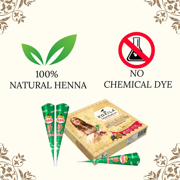 Kokila Natural Mehandi Cones - 2 Box (24 Cones - 25g Each Cone)