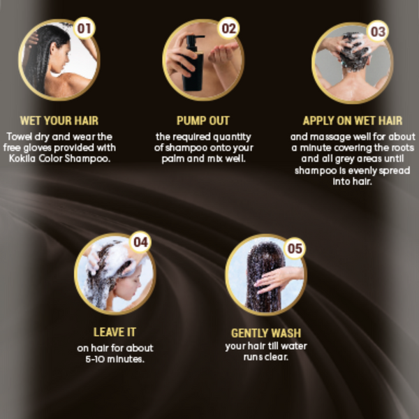 Kokila Unisex Hair Color Shampoo Sachet, Color in just 5 minutes, No Ammonia - No Paraben, (Natural Black) (25 ML)