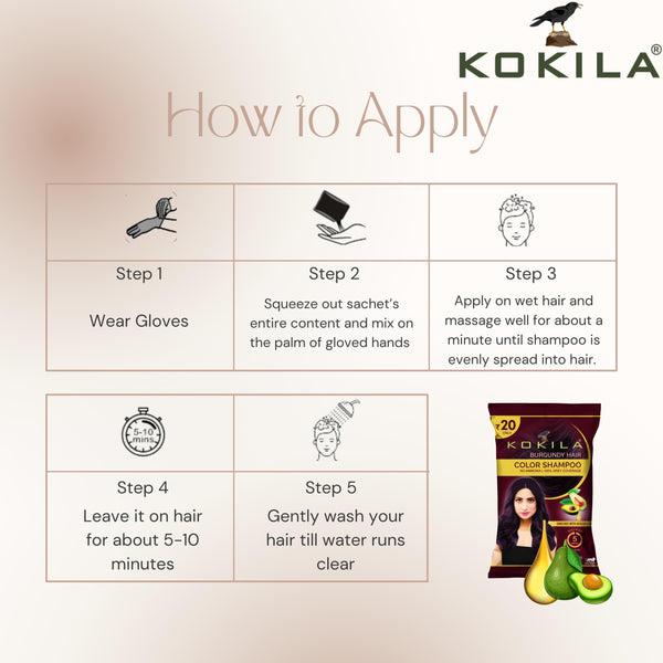 Kokila Unisex Hair Color Shampoo Enriched With Almond Oil in Just 5 Minute, Long-Lasting Instant Hair Color (Burgundy)