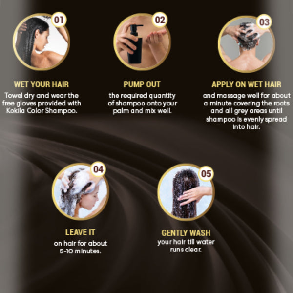 Kokila Hair Color Shampoo - Natural Brown for Men & Women | No Ammonia - No Paraben | 10 Pair Free Gloves