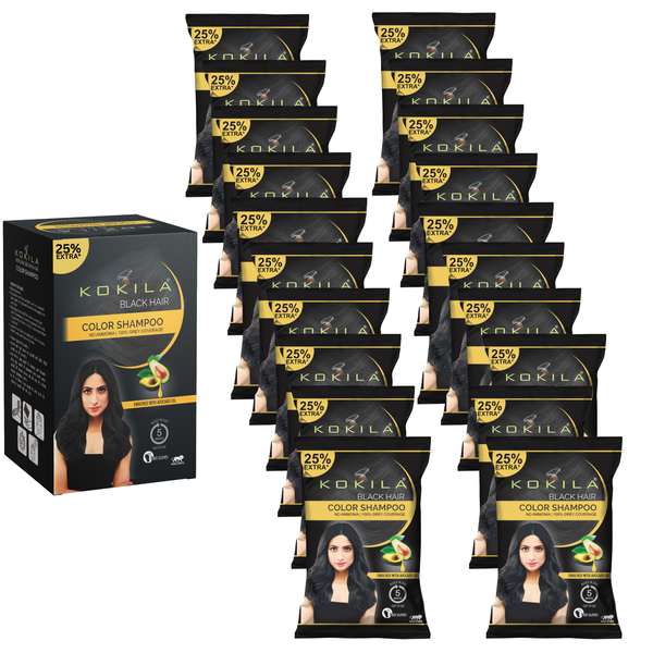 Kokila Unisex Hair Color Shampoo Enriched With Almond Oil in Just 5 Minute, Long-Lasting Instant Hair Color (Natural Black)