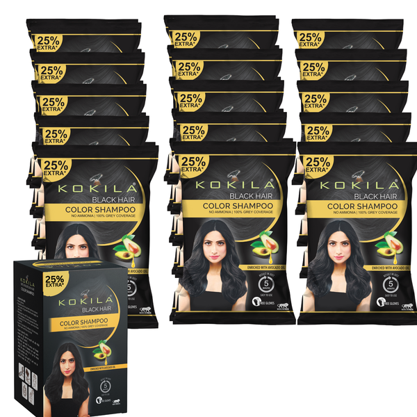 Kokila Unisex Hair Color Shampoo Enriched With Almond Oil in Just 5 Minute, Long-Lasting Instant Hair Color (Natural Black)