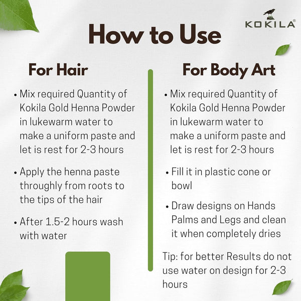KOKILA Gold Henna Powder 7 filter natural for hand and feet, Mehandi Powder - 200Gm