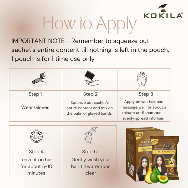 Kokila Unisex Hair Color Shampoo Enriched With Almond Oil in Just 5 Minute, Long-Lasting Instant Color (Natural Brown)