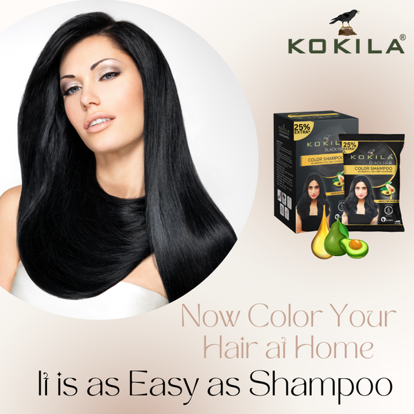 Kokila Unisex Hair Color Shampoo Enriched With Almond Oil in Just 5 Minute, Long-Lasting Instant Hair Color (Natural Black)