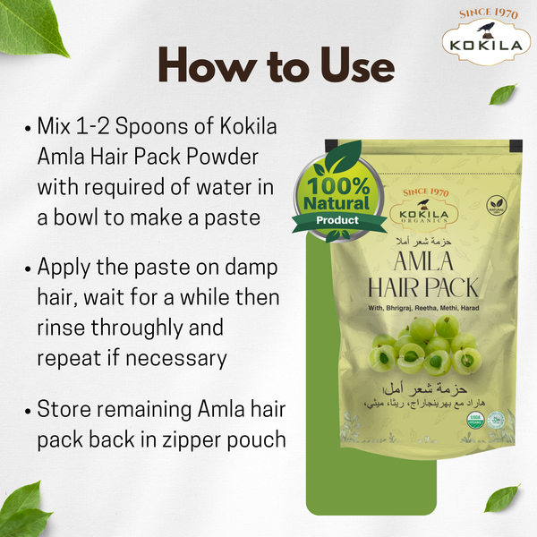 Kokila Pure & Natural Amla Powder for Hair (200G) - Strengthening, Nourish, Conditioner & Cleanser