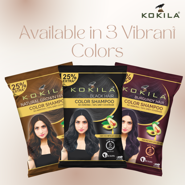Kokila Unisex Hair Color Shampoo Enriched With Almond Oil in Just 5 Minute, Long-Lasting Instant Color (Natural Brown)